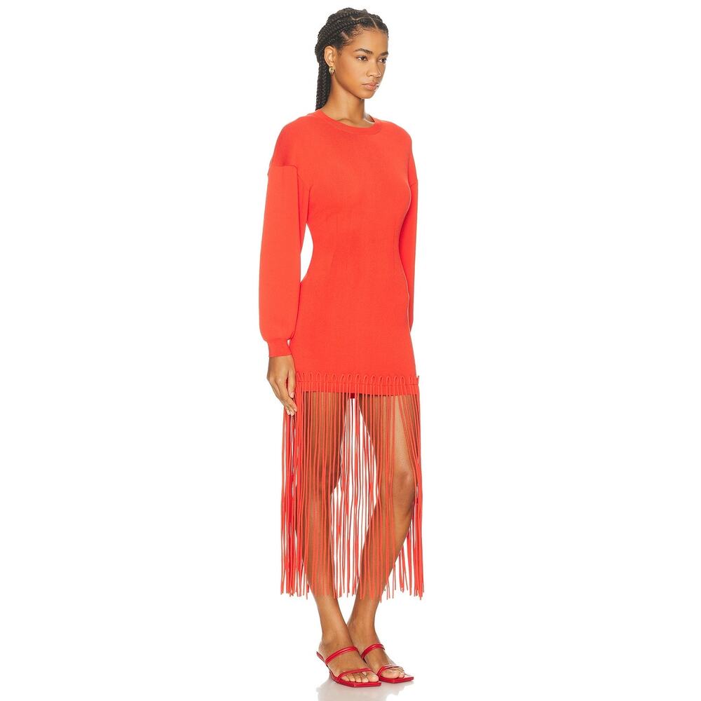 Simon Miller Women's Wallis Knit Fringe Dress Coral Red XS - Picture 2 of 13